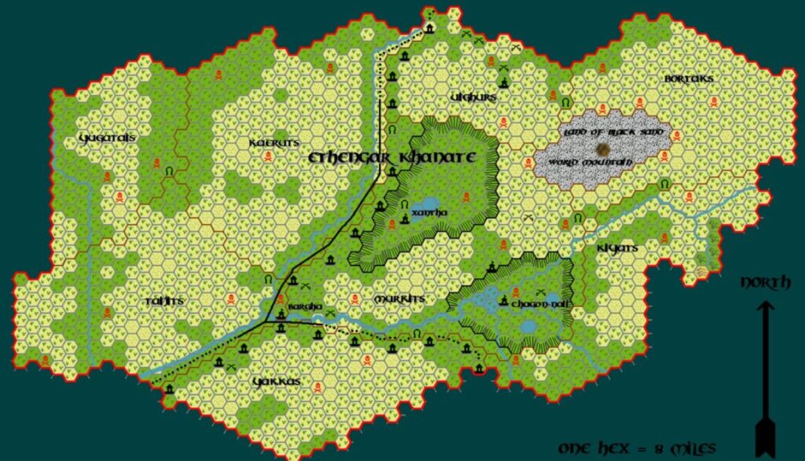 The Ethengar Khanate, 8 miles per hex by Tim Roberts, c. July 2001