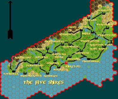 The Five Shires, 8 miles per hex by Tim Roberts, c. July 2001