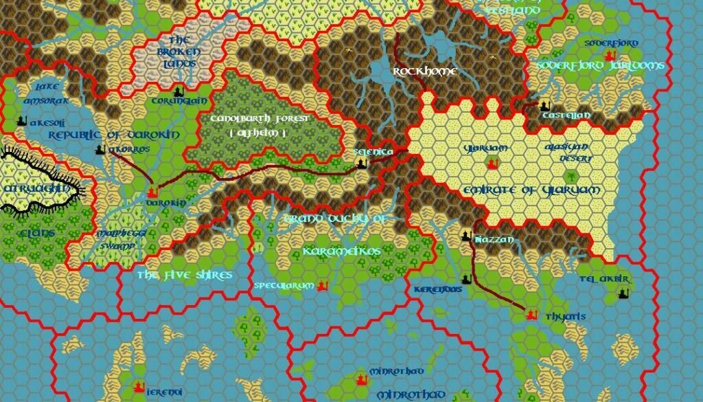 The Known World, 24 miles per hex by Tim Roberts, c. July 2001