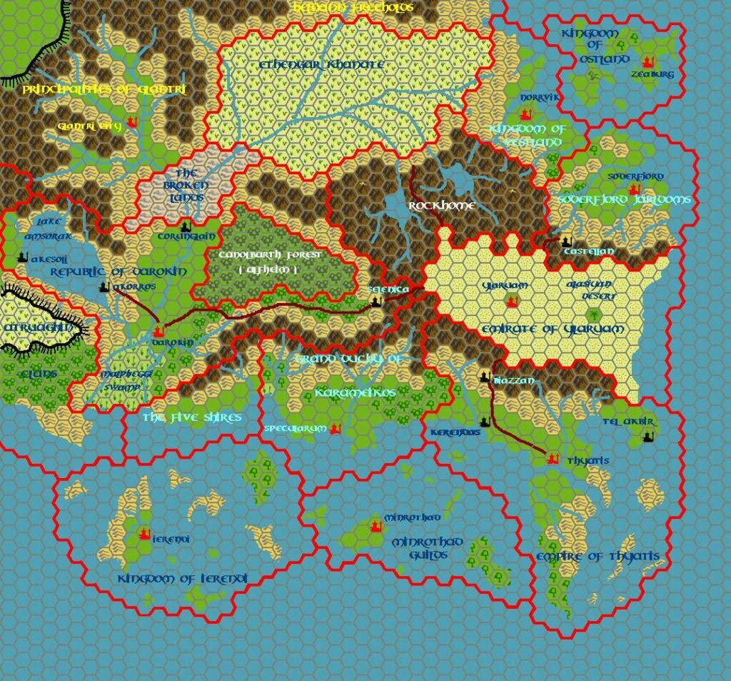 The Known World, 24 miles per hex by Tim Roberts, c. July 2001