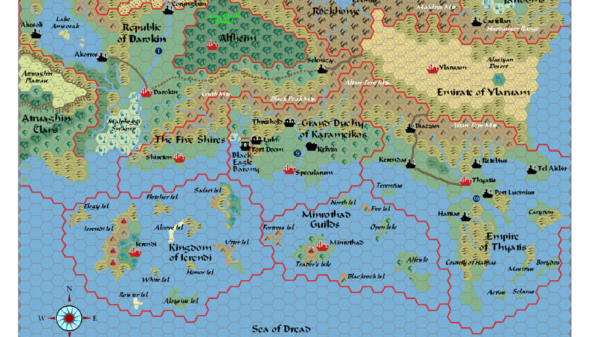 The Known World, 24 miles per hex by Dan Eustace, April 2002