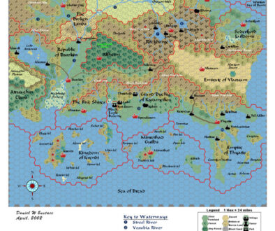 The Known World, 24 miles per hex by Dan Eustace, April 2002