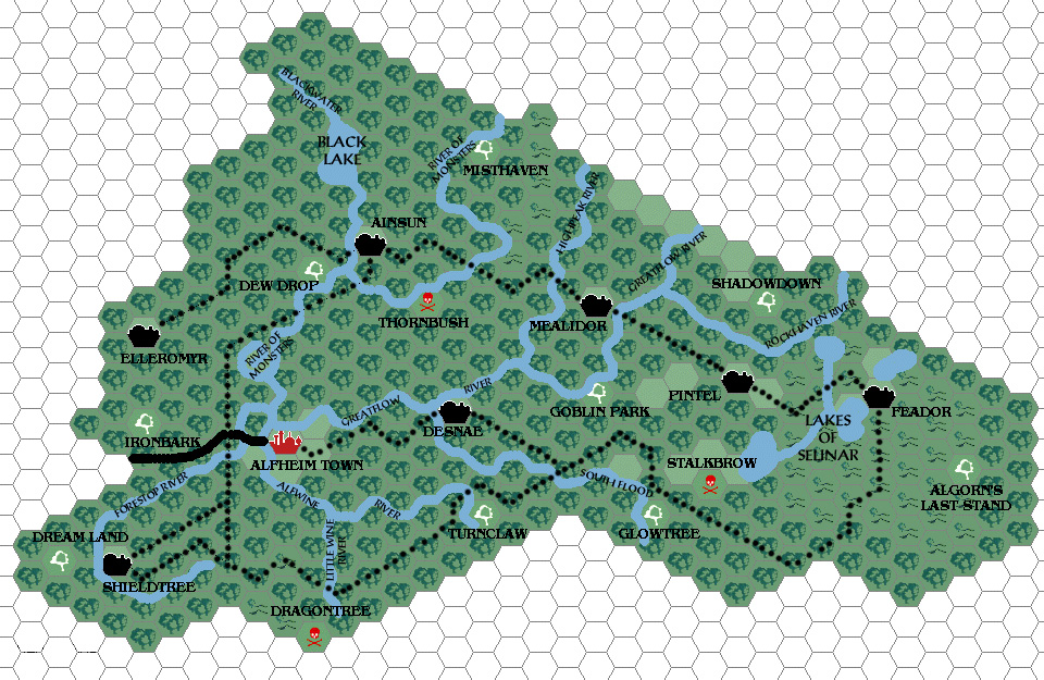 The Kingdom of Alfheim, 8 miles per hex by Estlor, April 2001