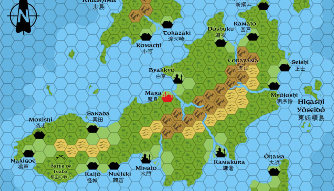 Adjusted replica of Giampaolo Agosta’s Myoshima, 24 miles per hex by Thorfinn Tait, February 2025