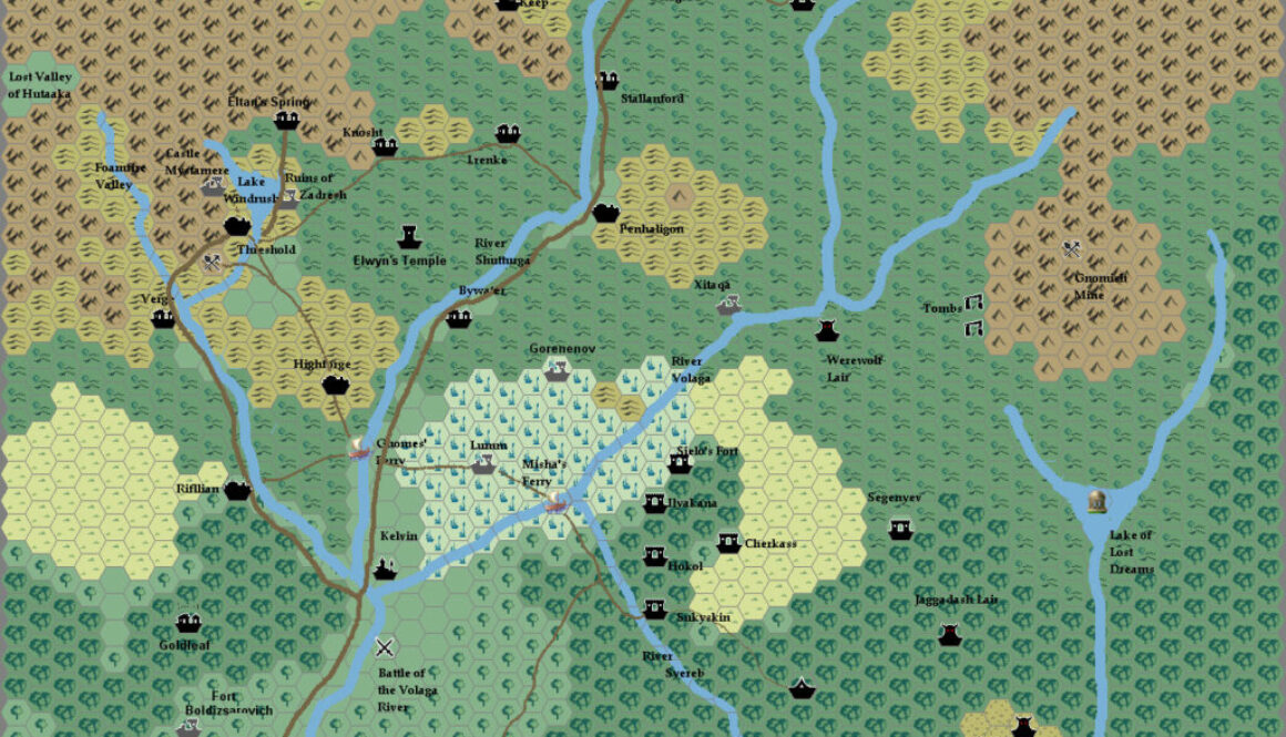 Northeastern Karameikos, 3.4 miles per hex by Giampaolo Agosta, October 2007