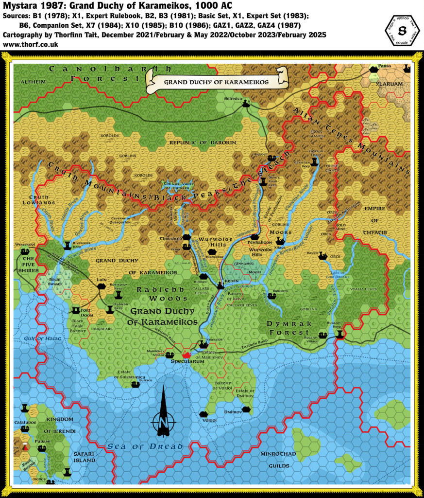 Karameikos, 8 miles per hex (1987)