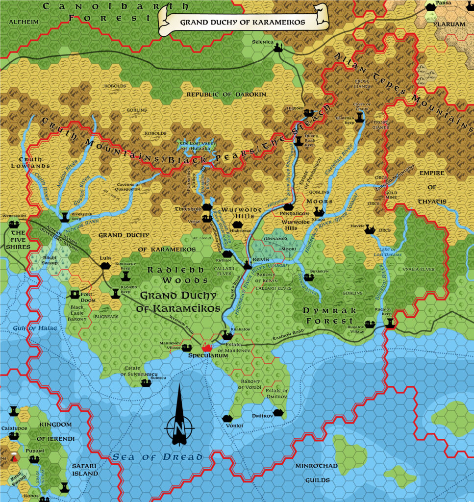 Karameikos, 8 miles per hex (1987)