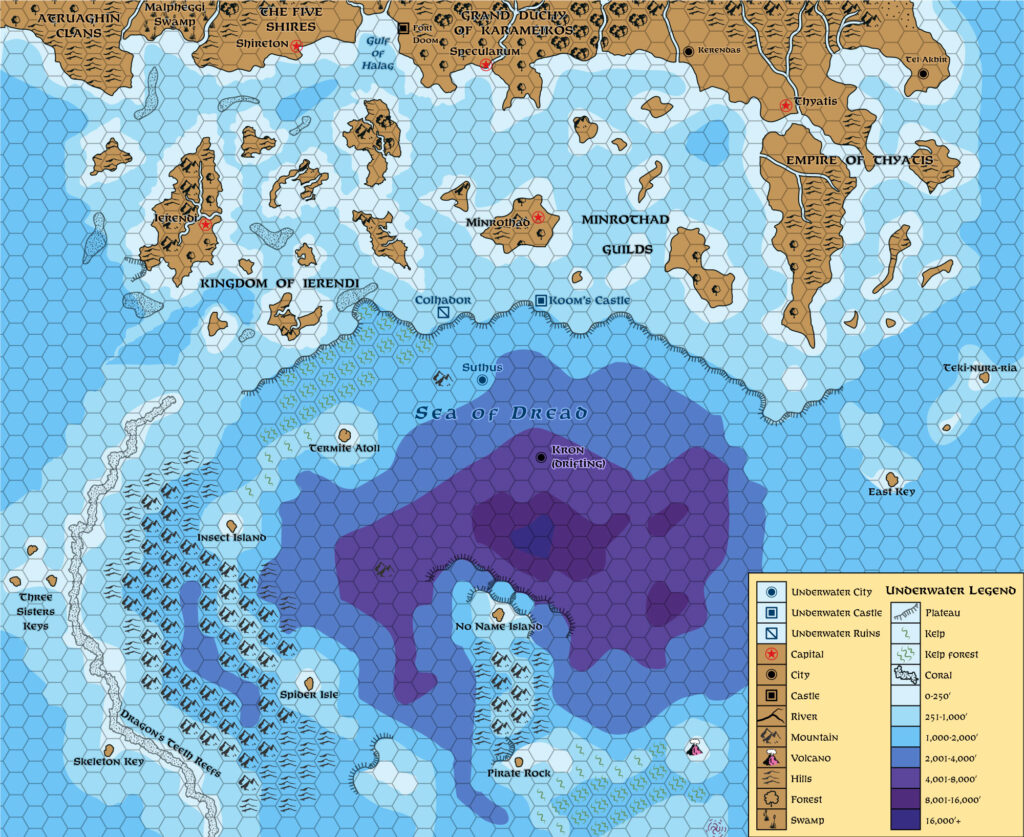 Sea of Dread Underwater, 24 miles per hex (1987)