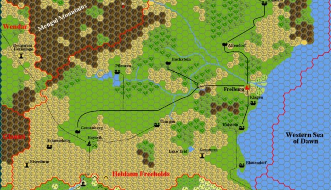 The Heldann Freeholds, 8 miles per hex by Tim Roberts, c. July 2001