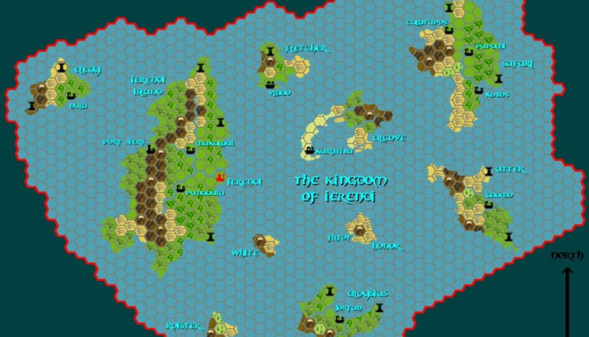 The Kingdom of Ierendi, 8 miles per hex by Tim Roberts, c. July 2001