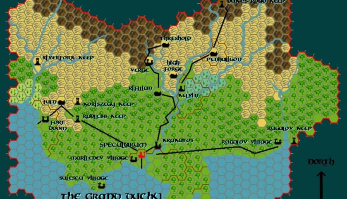 The Grand Duchy of Karameikos, 8 miles per hex by Tim Roberts, c. July 2001