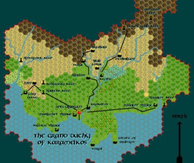 The Grand Duchy of Karameikos, 8 miles per hex by Tim Roberts, c. July 2001