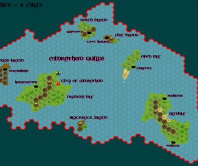 The Minrothad Guilds, 8 miles per hex by Tim Roberts, c. July 2001