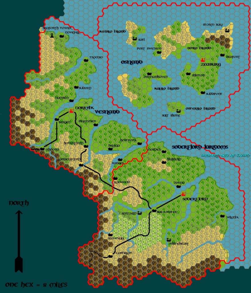 The Northern Reaches, 8 miles per hex by Tim Roberts, c. July 2001