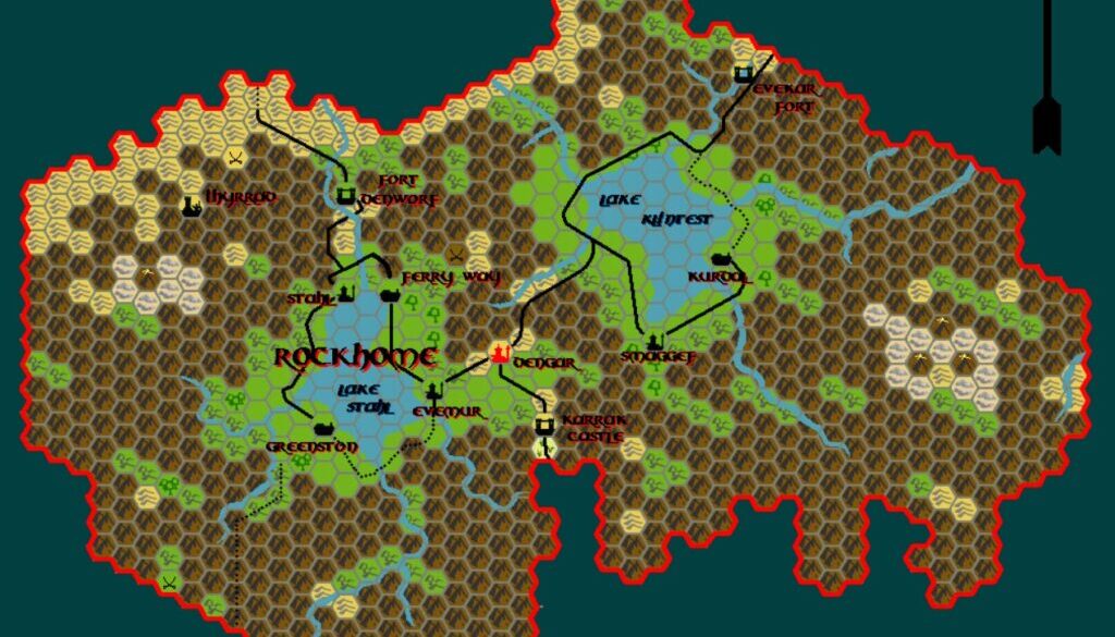 The Kingdom of Rockhome, 8 miles per hex by Tim Roberts, c. July 2001