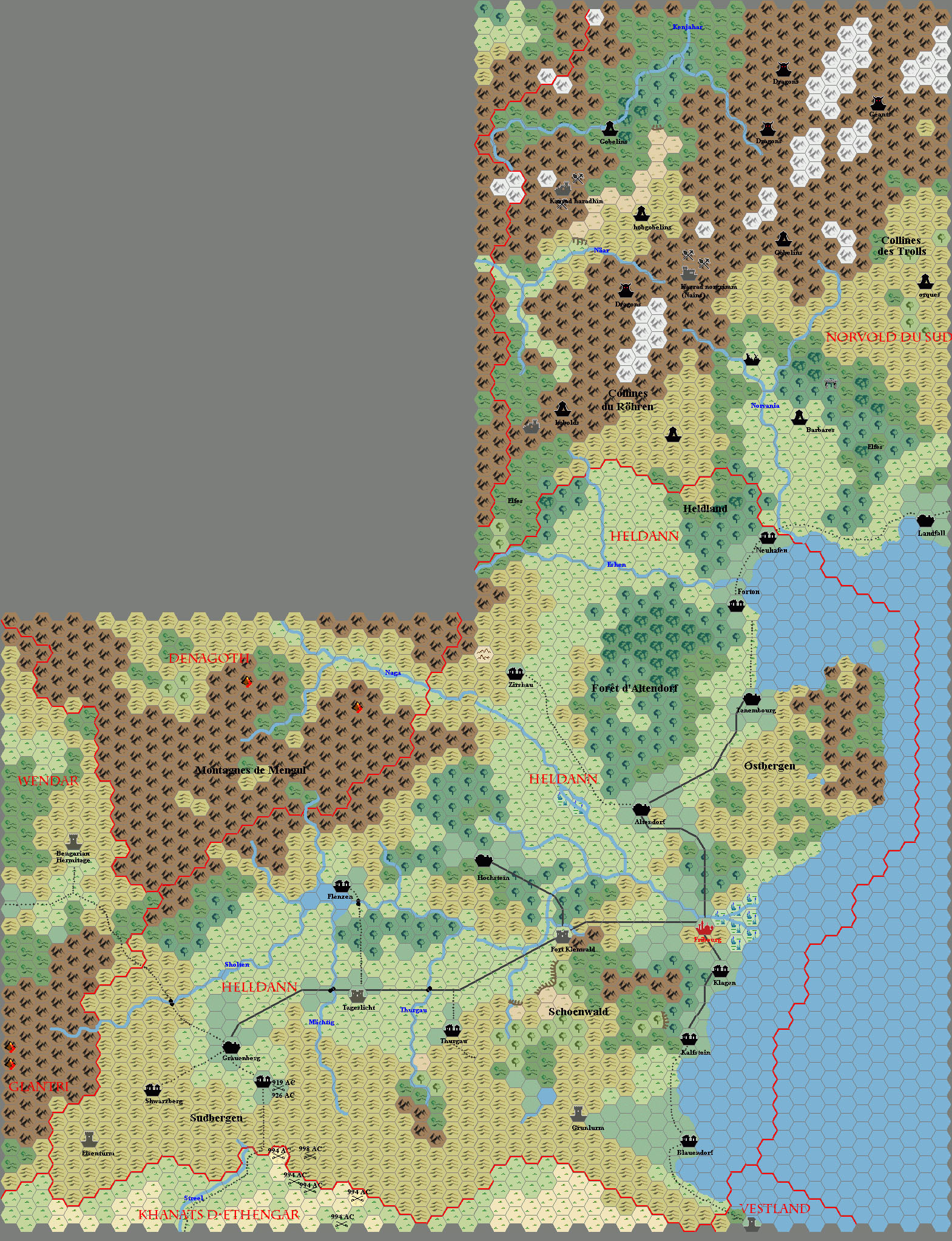 Heldann, 8 miles per hex by Hirwen Harendal, September 2002, assembled by Thorfinn Tait, November 2021