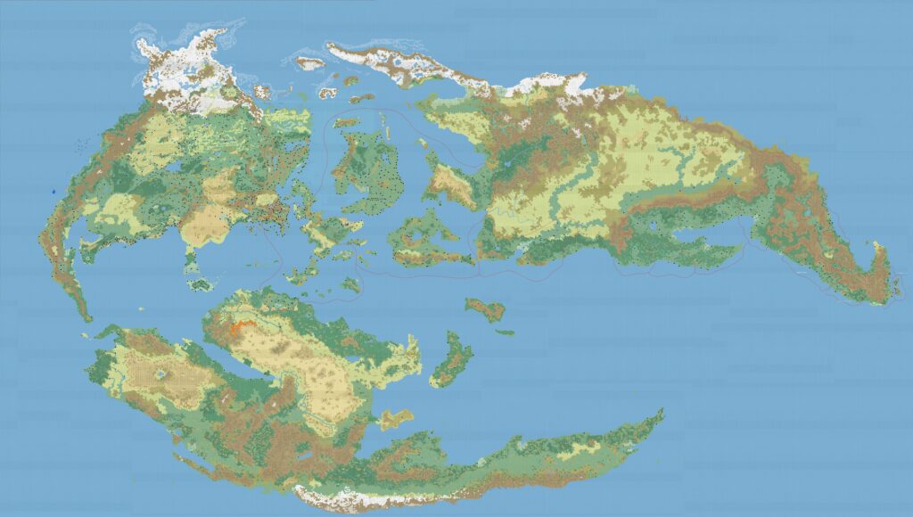 Mystara, 24 miles per hex by Andrea Francolini, c. November 2006 (Variant with some borders marked)