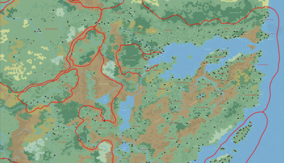 Norwold 1160 AC, 8 miles per hex by Andrea Francolini, January 2009