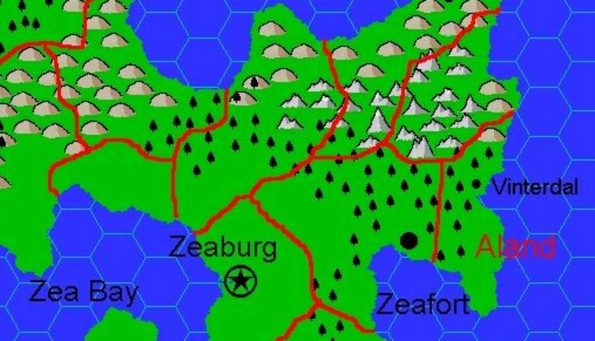 Domain of Aland, 8 miles per hex by Jacob Skytte, March 2000