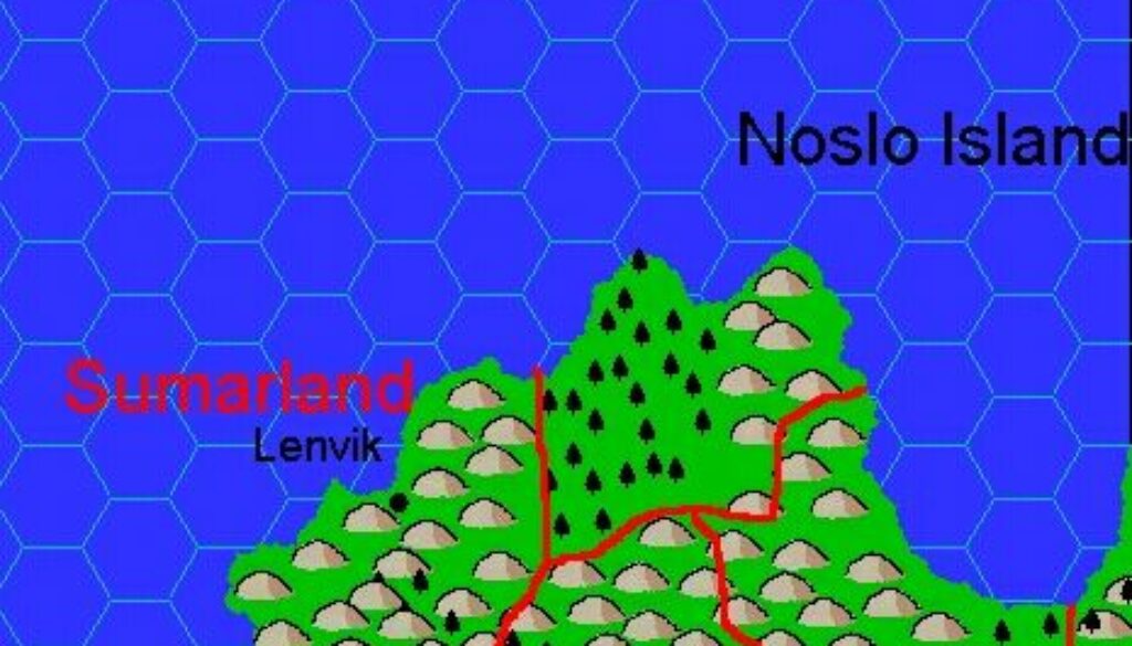 Clan Domain of Sumarland, 8 miles per hex by Jacob Skytte, February 2000