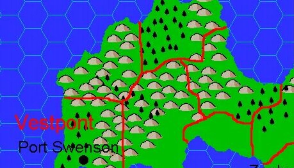 Clan Domain of Vestpont, 8 miles per hex by Jacob Skytte, February 2000