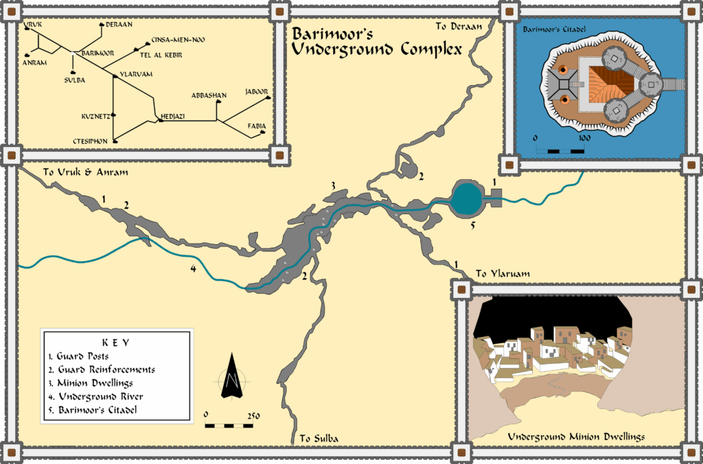 Barimoor’s Underground Complex by Alan Derek Jones, October 2001, exported in high resolution by Thorfinn Tait, April 2025