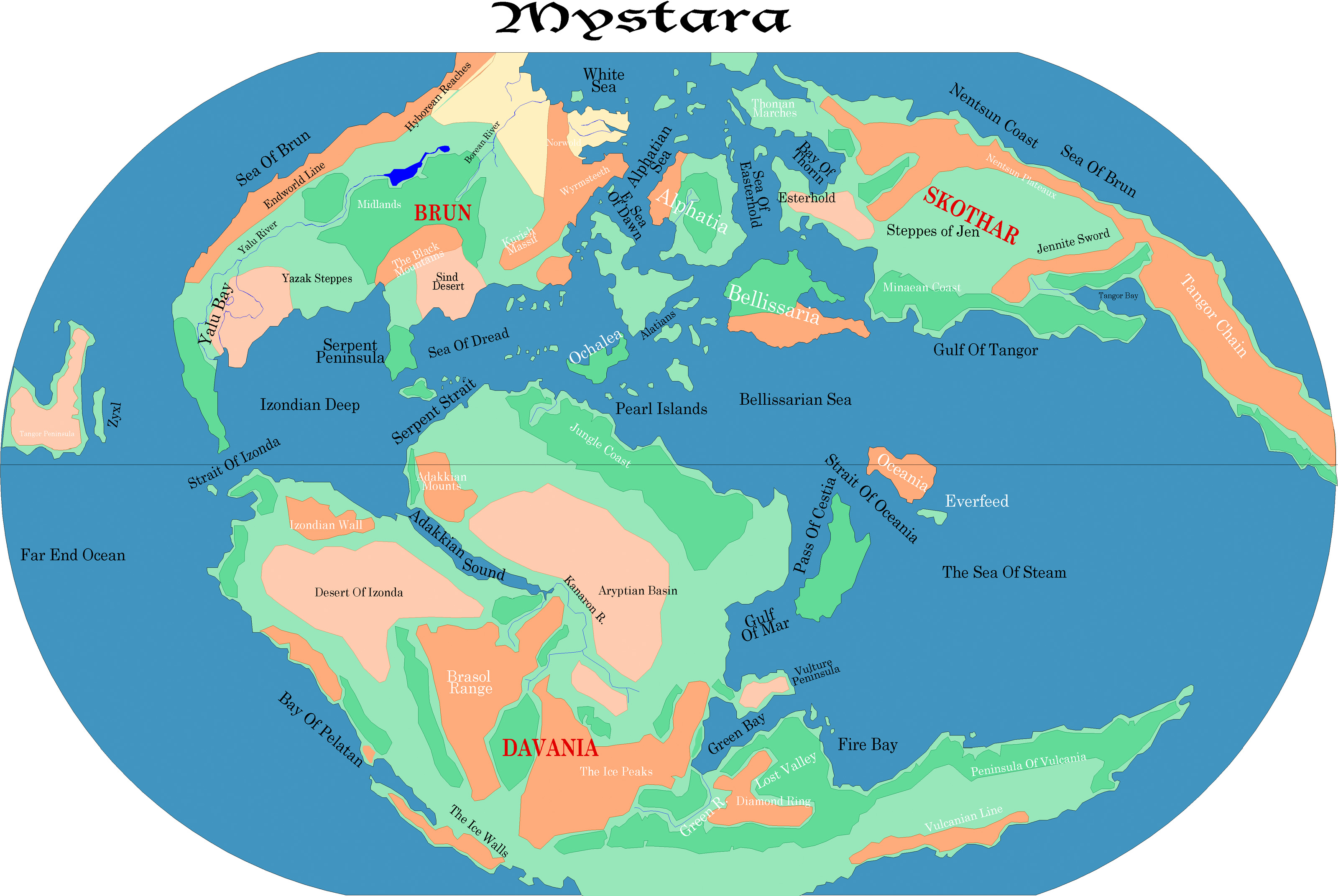 Mystara by Alan Derek Jones, June 2001, exported in high resolution by Thorfinn Tait, April 2025