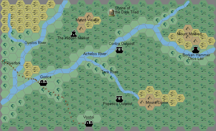 Achelos River Area, 1.3 miles per hex by Giampaolo Agosta, August 2008