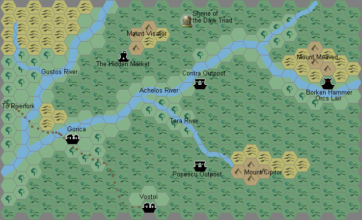 Achelos River Area, 1.3 miles per hex by Giampaolo Agosta, August 2008