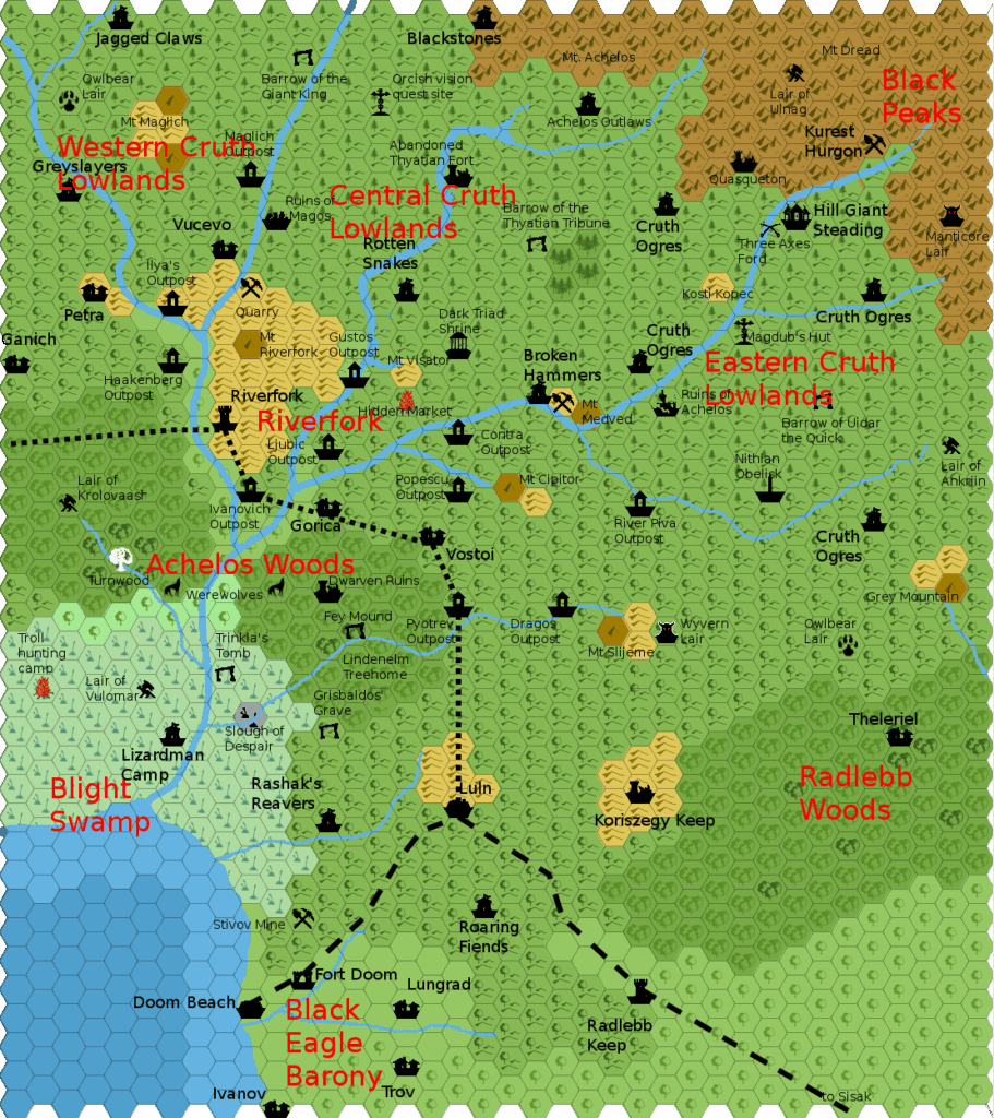 Cruth Lowlands, 2.7 miles per hex by Giampaolo Agosta, March 2012