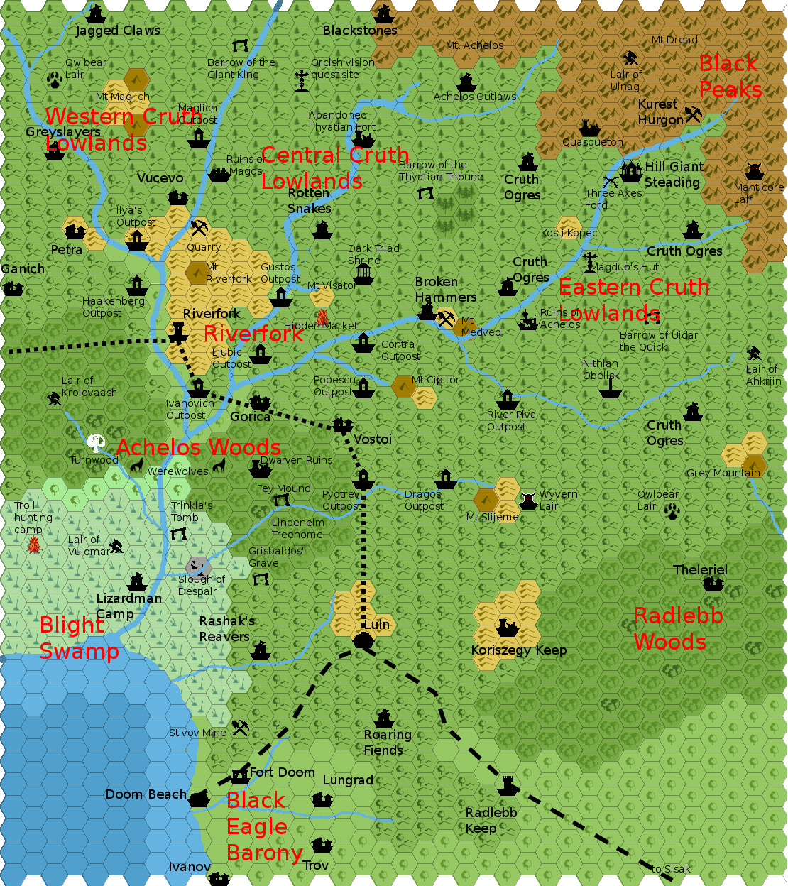 Cruth Lowlands, 2.7 miles per hex by Giampaolo Agosta, March 2012