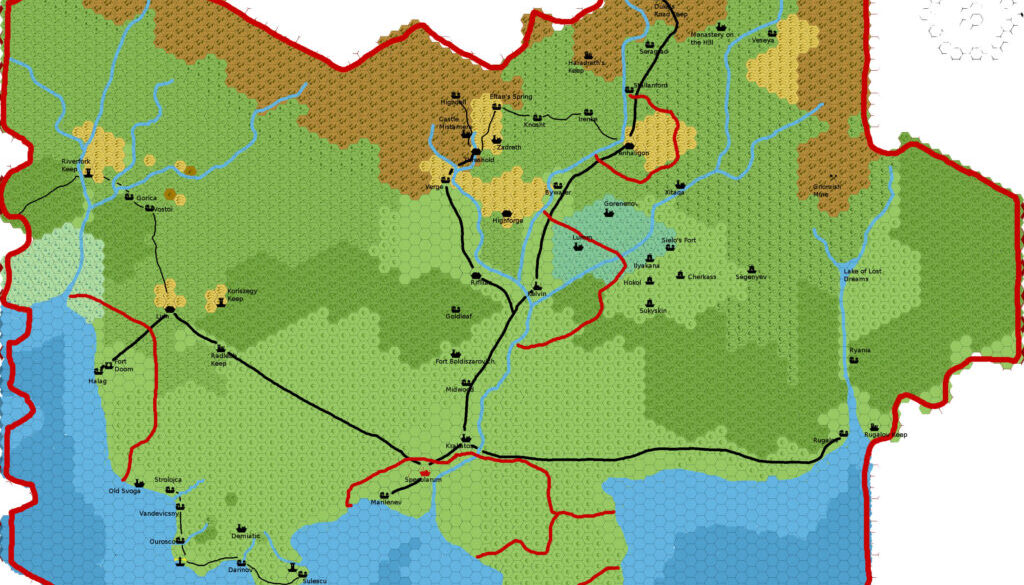Karameikos, 3.2 miles per hex by Giampaolo Agosta, October 2009
