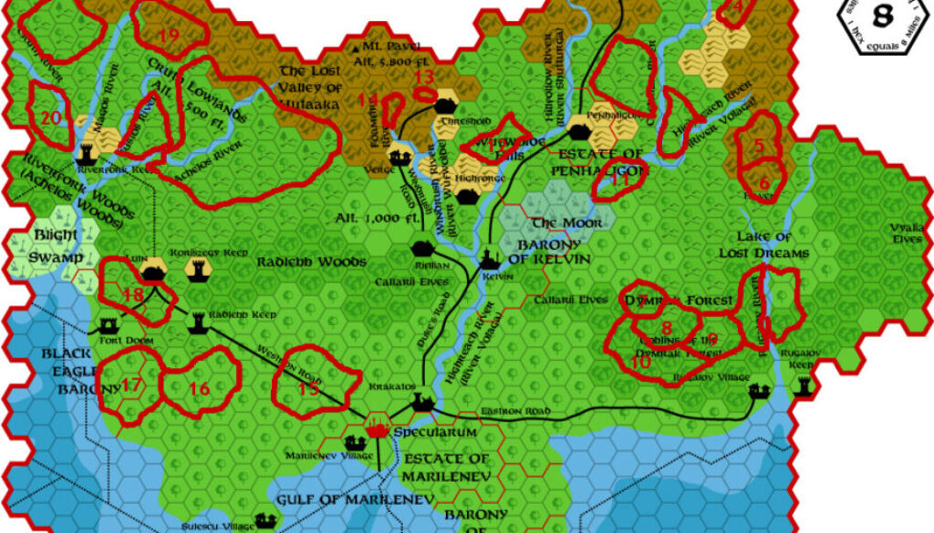 Tribes of Karameikos, 8 miles per hex by Giampaolo Agosta, October 2009
