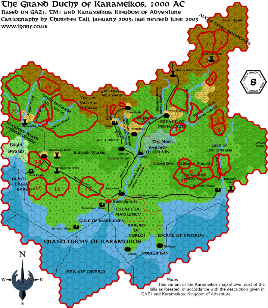 Tribes of Karameikos, 8 miles per hex by Giampaolo Agosta, October 2009