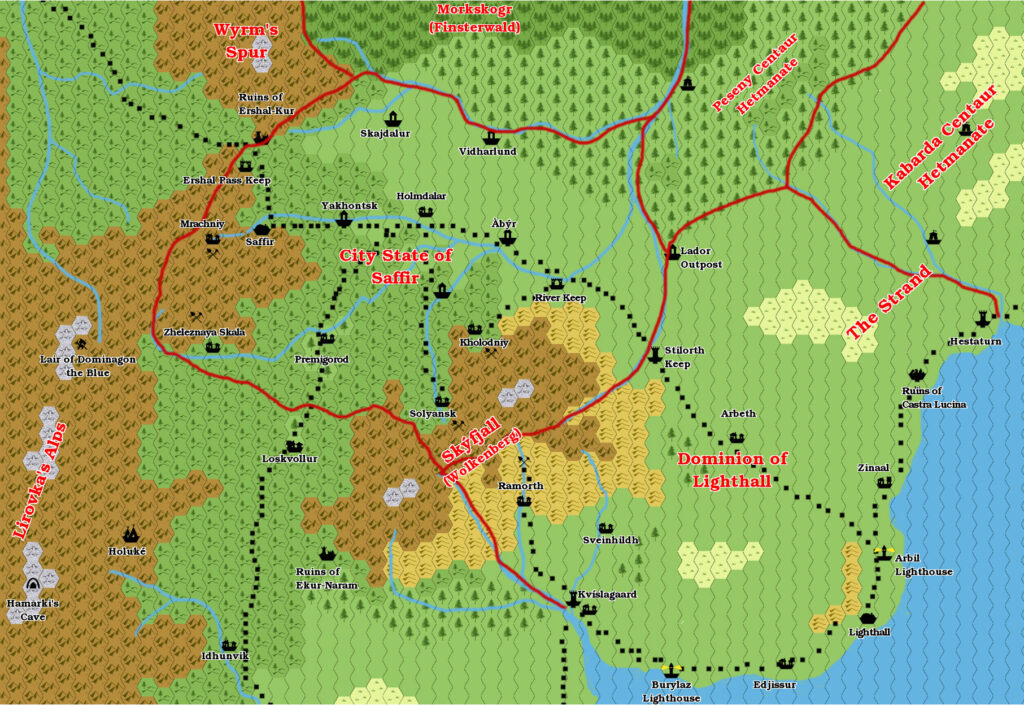 The City State of Saffir, 2.3 miles per hex by Giampaolo Agosta, April 2018