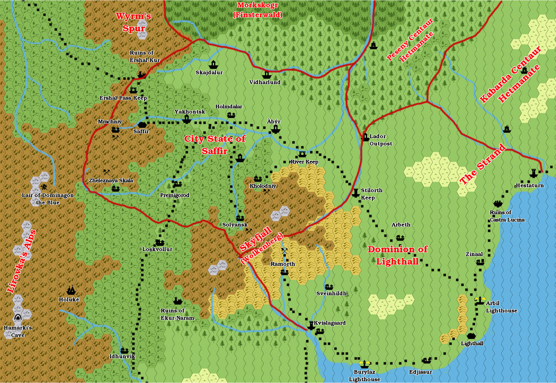 The City State of Saffir, 2.3 miles per hex by Giampaolo Agosta, April 2018