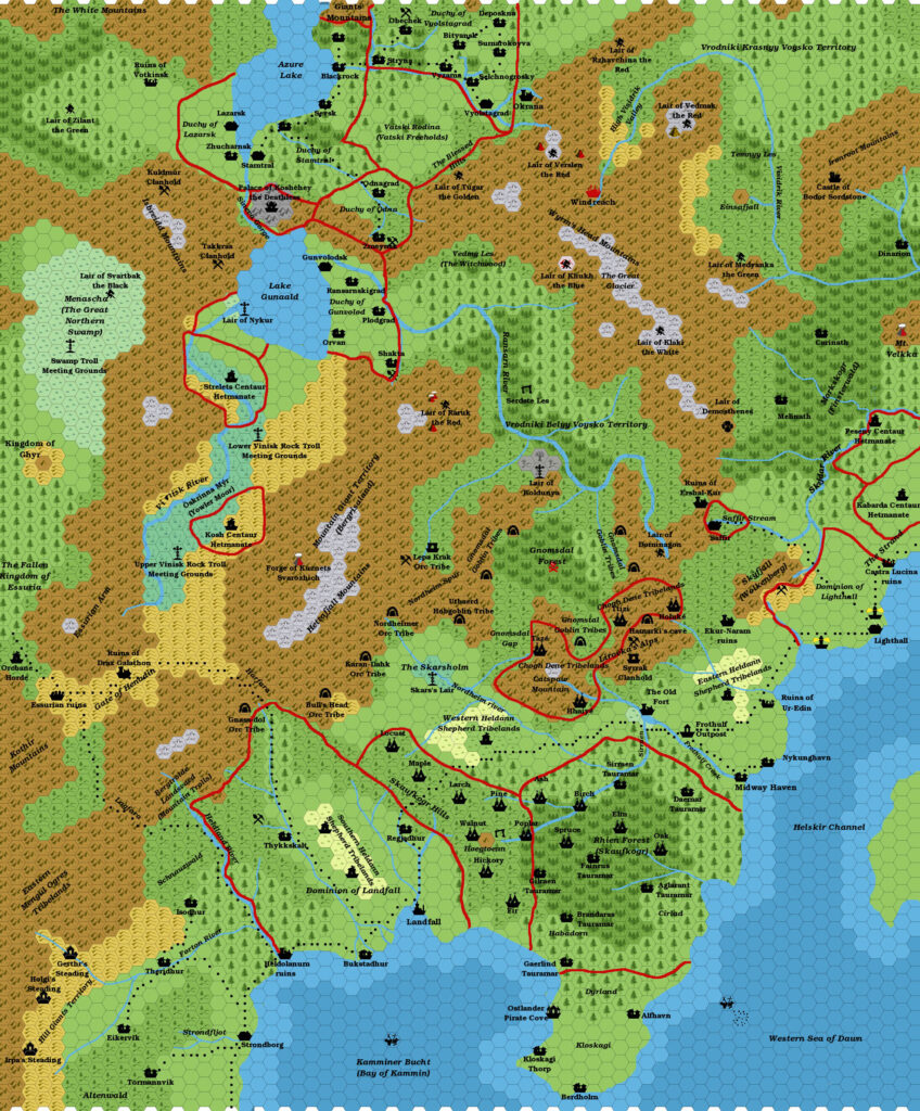 The Skaufskogr region and the Ransarn-Vinisk Valley, 8 miles per hex by Giampaolo Agosta, October 2014