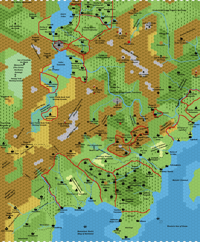 The Skaufskogr region and the Ransarn-Vinisk Valley, 8 miles per hex by Giampaolo Agosta, October 2014
