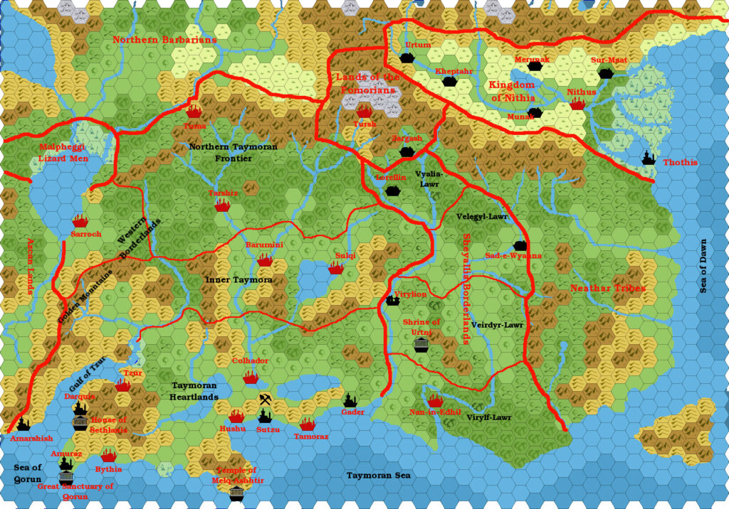 Taymora 2000 BC, 24 miles per hex v2 by Giampaolo Agosta, July 2016