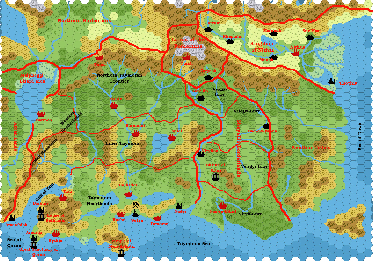 Taymora 2000 BC, 24 miles per hex v2 by Giampaolo Agosta, July 2016