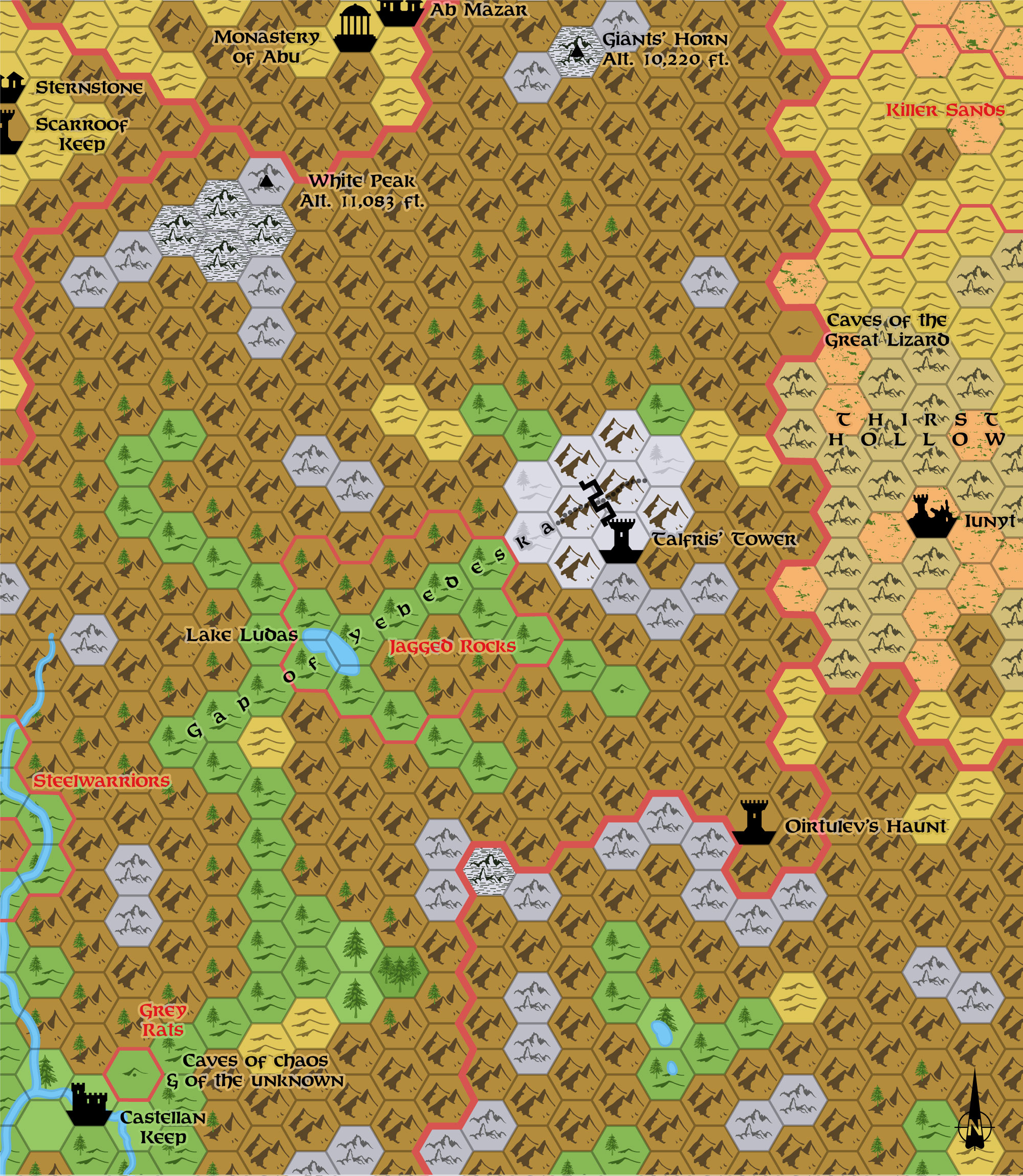 The Central Altan Tepes, 2.7 miles per hex by Shawn Stanley, revised by Thorfinn Tait, May 2025