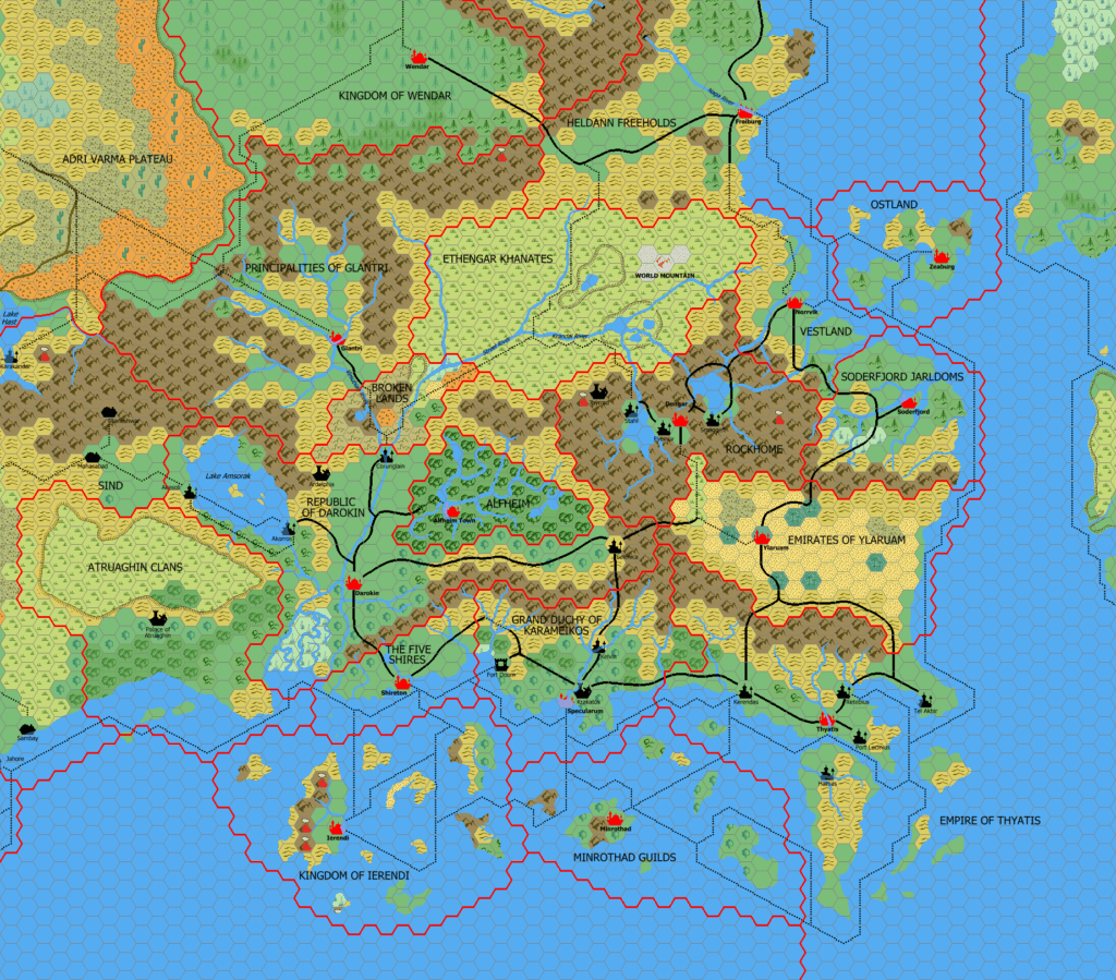 The Known World, 24 miles per hex by Mark Howard, March 2005