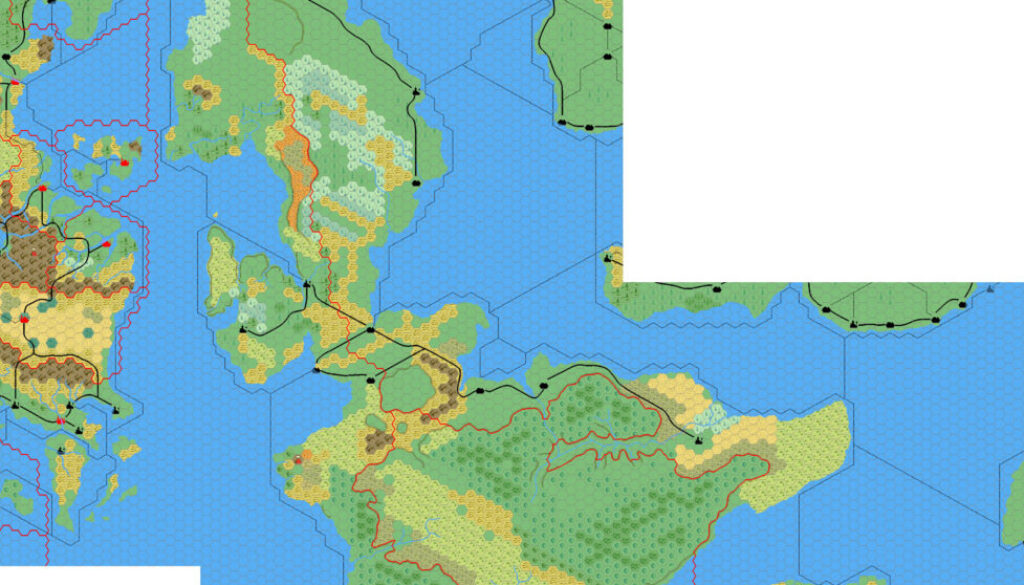 The Isle of Dawn, 24 miles per hex by Mark Howard, April 2006