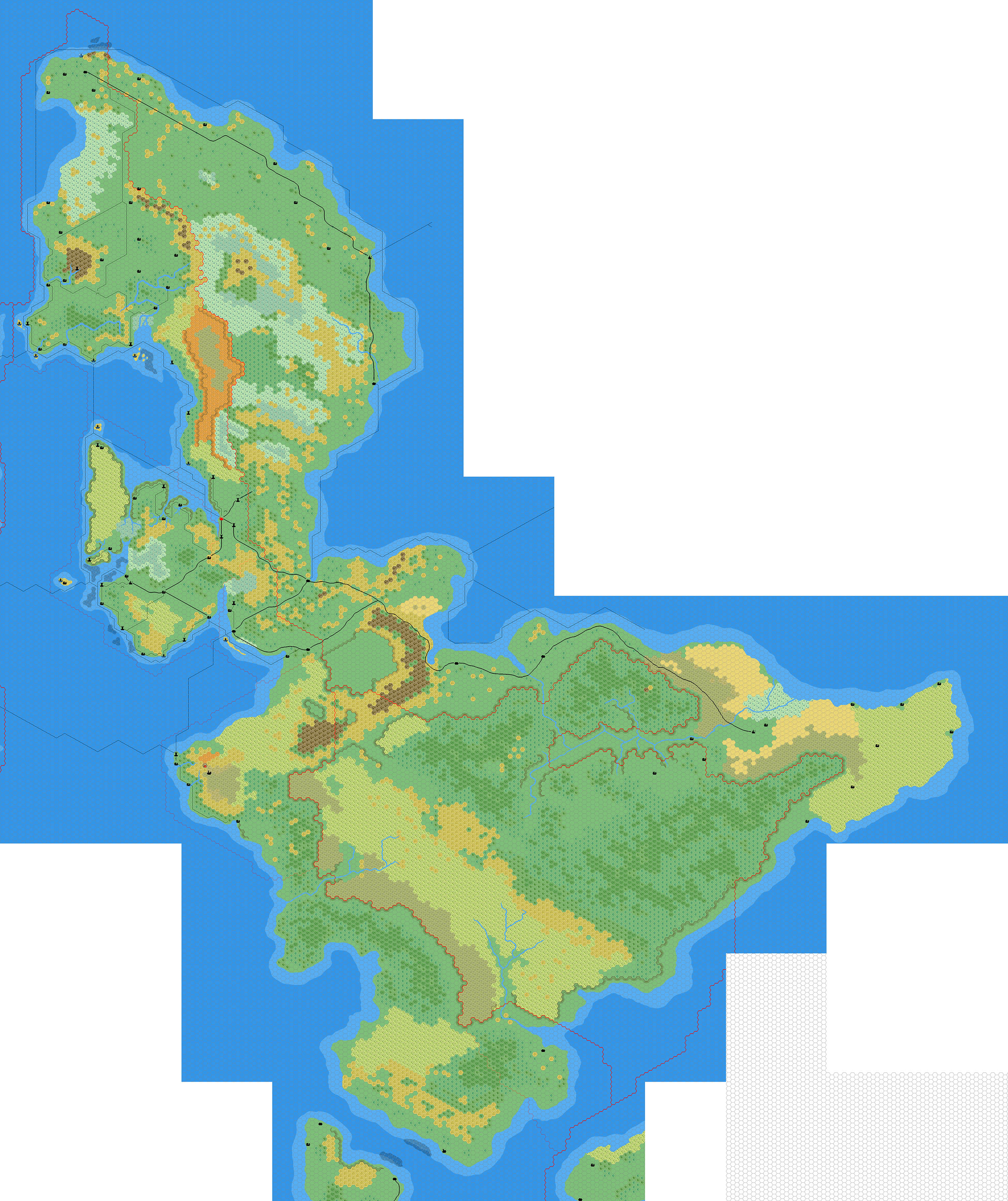 The Isle of Dawn, 8 miles per hex by Mark Howard, April 2006