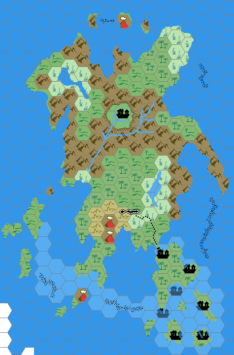 Isle of Dread (draft), 8 miles per hex by Mark Howard, April 2006