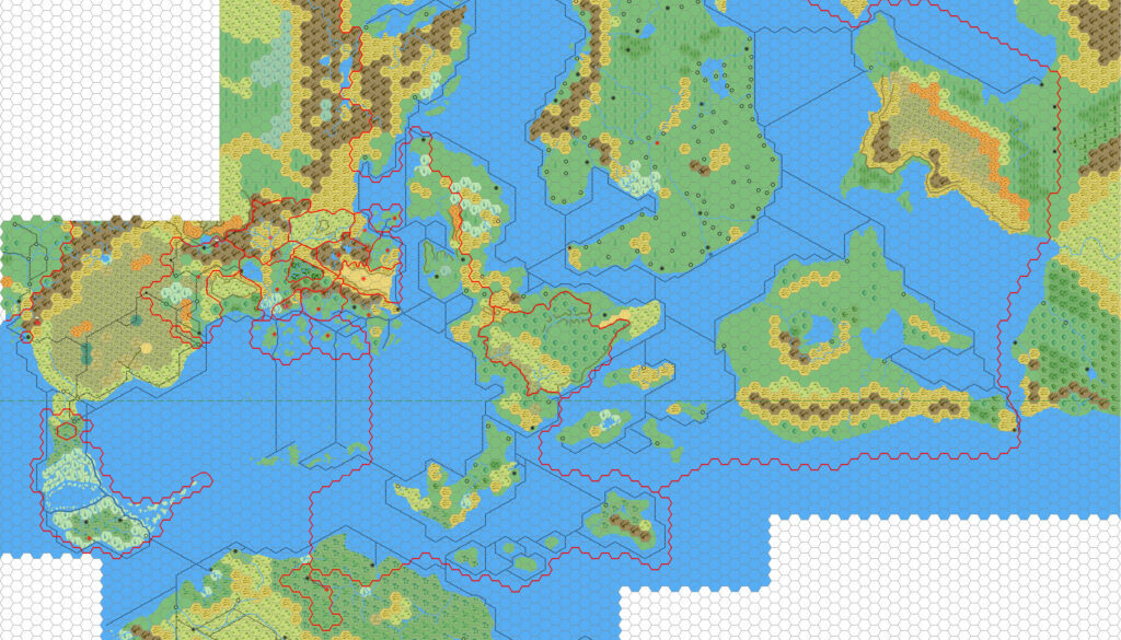 The Known World Region, 72 miles per hex by Mark Howard, June 2005