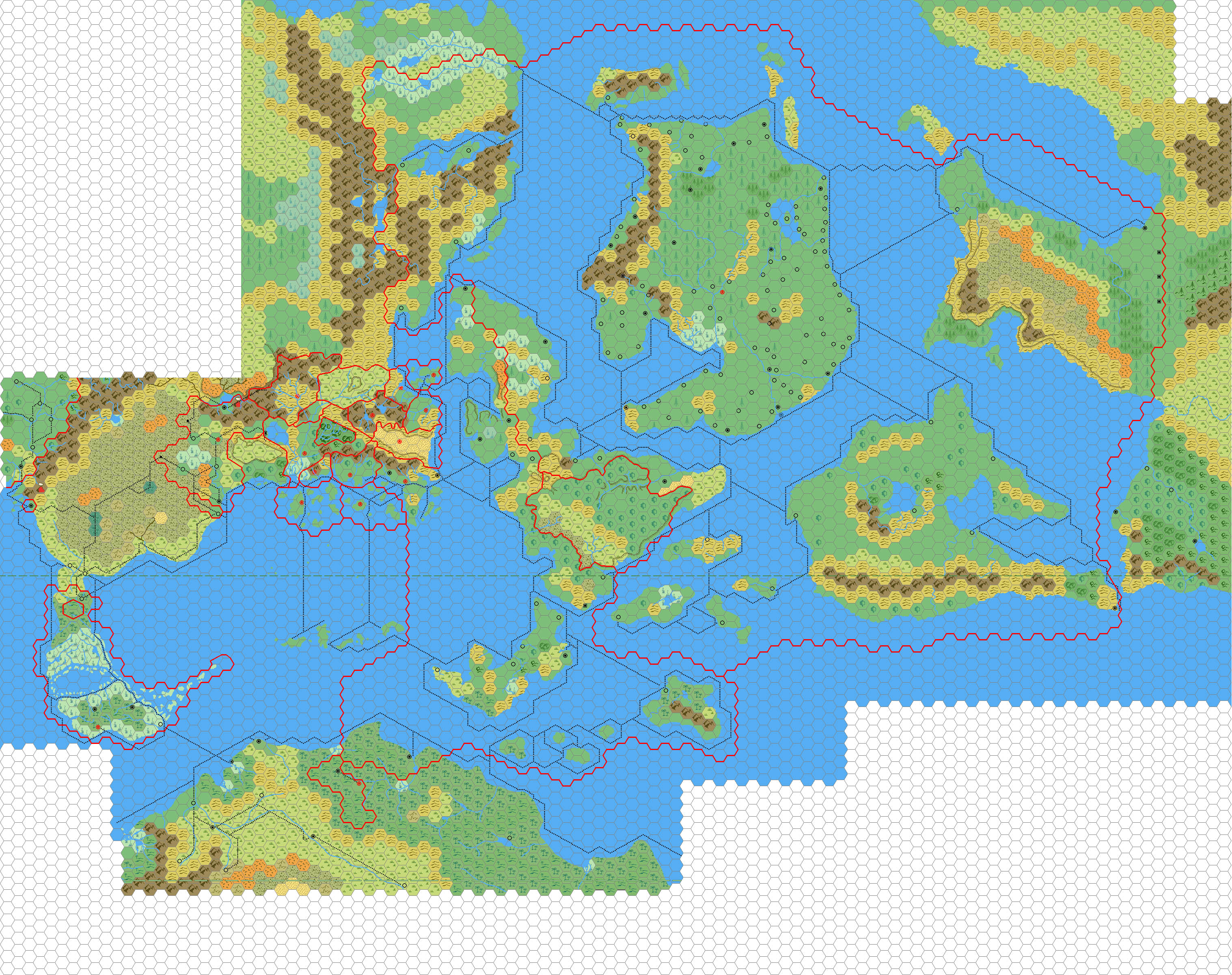 The Known World Region, 72 miles per hex by Mark Howard, June 2005