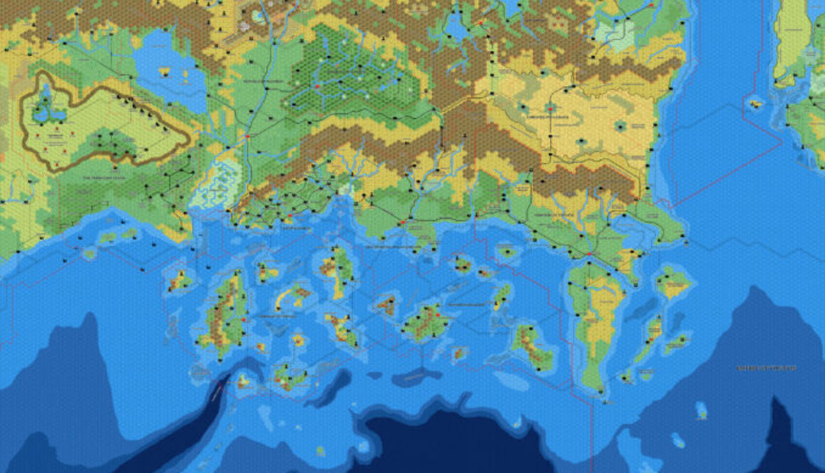 The Known World Region, 8 miles per hex v6 by Mark Howard, January 2022