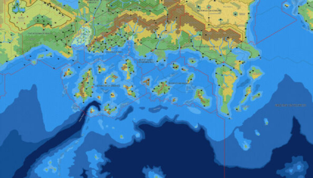 The Known World Region, 8 miles per hex v7 by Mark Howard, July 2025