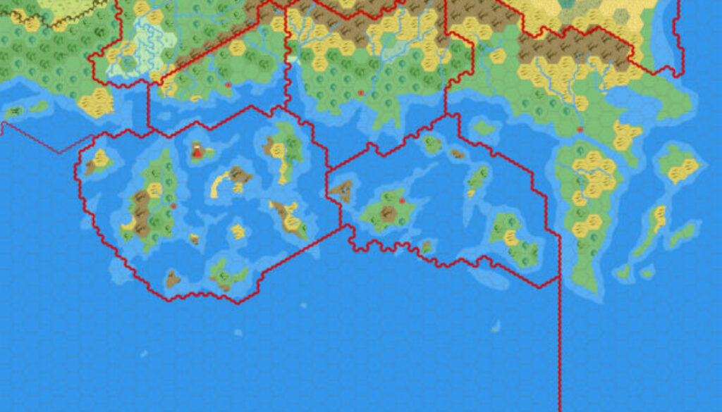 Known World and Sea of Dread, 24 miles per hex by Mark Howard, January 2019